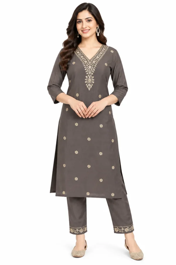 VRAA Women's Rayon Heavy Sequence Work Embroidered Kurta Pant Set